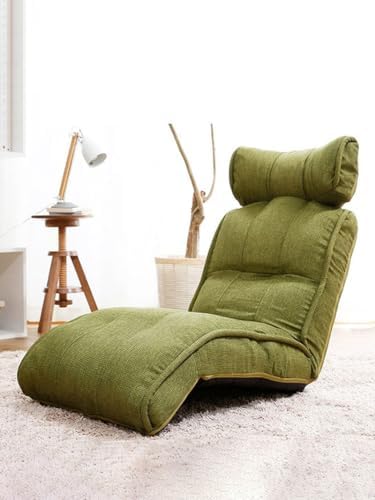 Folding Floor Chair Portable Padded Lounge Chair with 42 Positions Adjustable Lazy Sofa Sleeper Recliner for Reading Gaming Meditation A