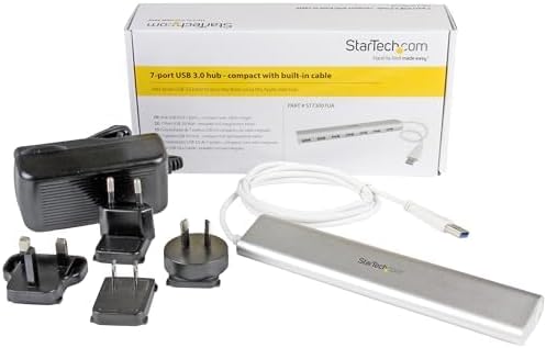 StarTech.com 7-Port USB Hub USB A to 7x USB-A Ports USB 3.2 5Gbps Self-Powered Portable Laptop Hub with power supply