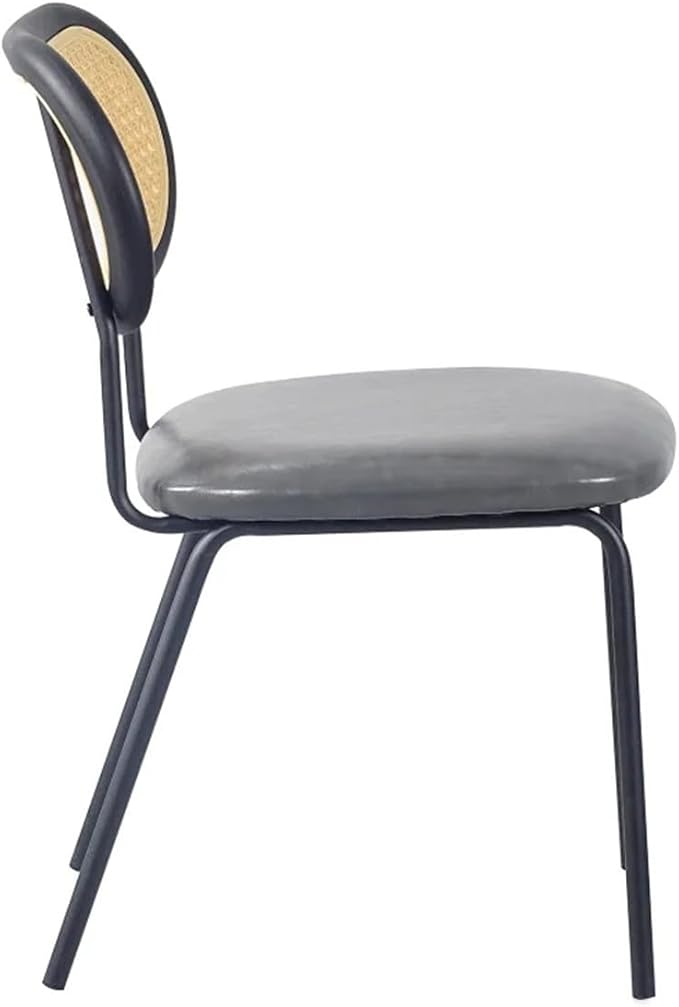 Adjustable Office Computer Chair with Armrest 1pcs Light Grey Modern Simple Style Leather Soft Padded Dining Chair Furniture