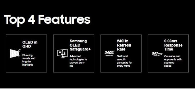 Samsung 27 Gaming Monitor G6 G61D Odyssey OLED QHD 240Hz 0.03Ms Silver Matte Height Adjustable and Pivot LS27DG612SMXUE