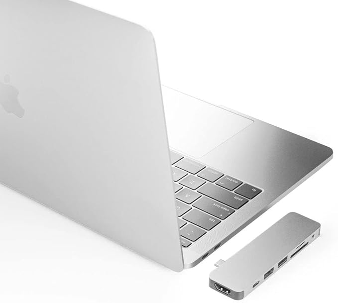 HyperDrive USB-C Hub Adapter Sanho Solo 7-in-1 Type C Dongle for MacBook Pro PC w USB-C Port: USBC 60W Power Delivery USBC 5Gbps Data 4K HDMI microSD/SD Card Reader 2xUSB 3.0 Audio Jack- Silver