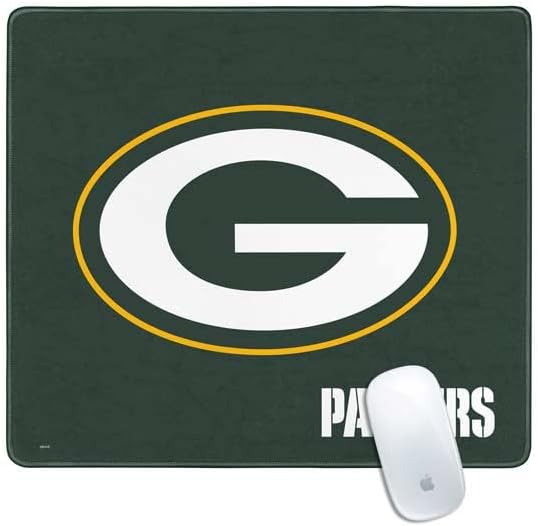 Skinit Medium Gaming Mouse Pad - Officially Licensed Green Bay Packers Distressed Design with Stitched Edges Waterproof Non-Slip Rubber Base Desk Mat for Keyboard &amp Mouse 17.7 x 15.75 inches