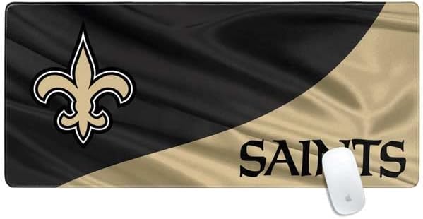 Skinit Extra Large Gaming Mouse Pad - Officially Licensed New Orleans Saints Design with Stitched Edges Waterproof Non-Slip Rubber Base Desk Mat for Keyboard &amp Mouse 35.75 x 15.4 inches