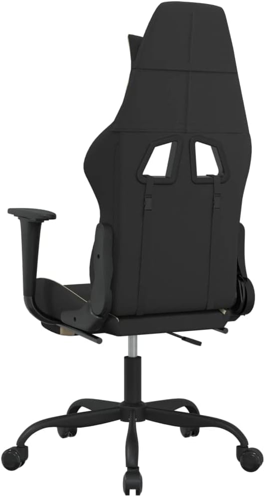 Massage Gaming Chair with Footrest Black and Cream Fabric Gaming Chair with Ergonomic Design Adjustable Features - for Gamers and Office Use