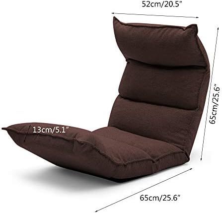 BTZHY Floor Chair Floor Chair Computer Chair on Single Bed Independent Cotton Bale Leisure Folding Floor Chair Multi-Level Adjustable Meditation ChairRemovable and Washable (Color : Gray)