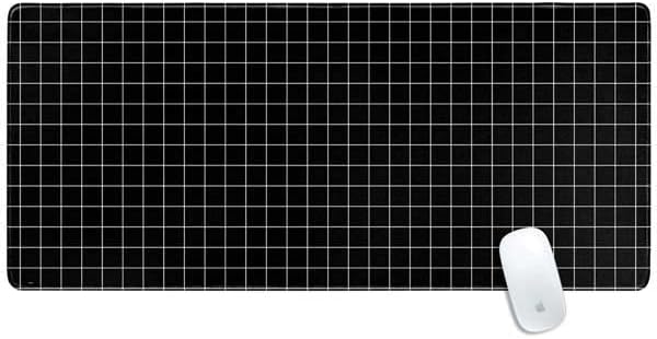Skinit Extra Large Gaming Mouse Pad - Black Grid Design with Stitched Edges Waterproof Non-Slip Rubber Base Desk Mat for Keyboard &amp Mouse 35.75 x 15.4 inches