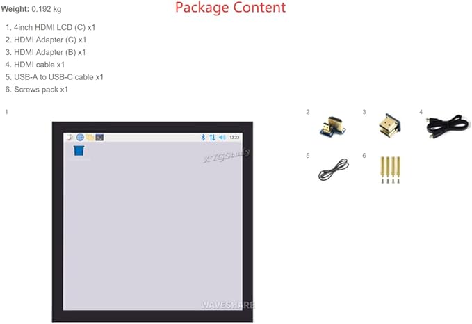 4inch HDMI Capacitive Touch IPS LCD Display (C) Screen Resolution 720×720 Compatible with Raspberry Pi 5 4 3 Jetson Nano AI PC Windows 11/10 / 8.1/8 / 7
