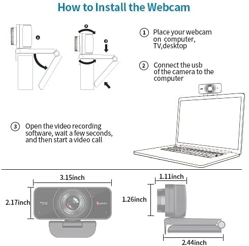 Angetube 1080P Webcam with Microphone - USB Computer Camera for Laptop/Desktop/Mac - HD PC Web Cam for Zoom/Skype/Teams/Xbox Streaming | Video Conferencing | Calling