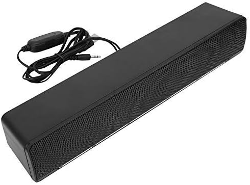YaizK Mini Portable USB Wired soundbar Music Player Bass Surround Soundbox Speaker with 3.5 mm Audio Plug for Desktop Laptop TV Smartphone Tablet PC MP3 MP4 and More(Black)