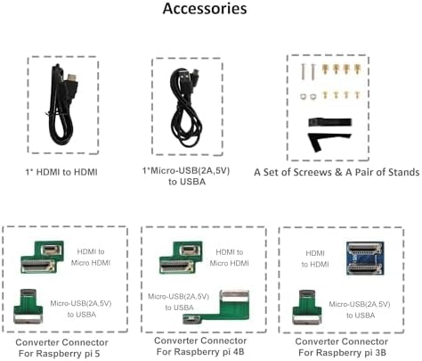 Touchscreen Monitor for Raspberry Pi 10.1'' IPS LCD Screen 1024 * 600 Smooth Touch Built-in Dual Speakers HDMI Input Compatible with Raspberry Pi 5/4/3/Zero Easy Set-up Driver-free (10.1 Inch)
