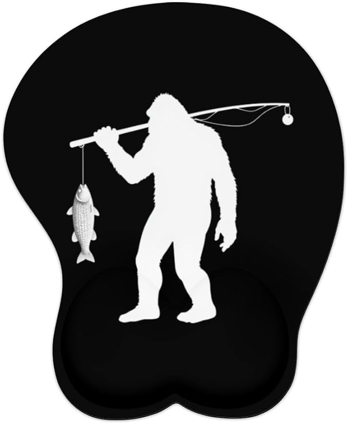 Mousepad Bigfoot Fishing Fisherma Sasquatch Ergonomic Wrist Support Non-Slip Base Mouse Mat with Wrist Rest Computer Mousemat for Desk Work Accessories Pad
