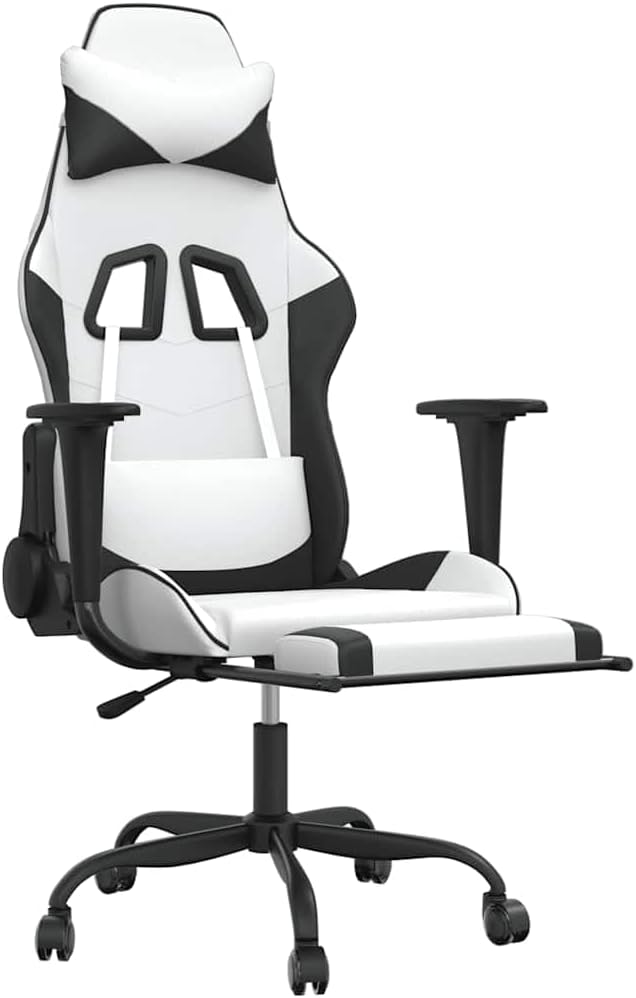 Ergonomic Gaming Chair with Massage Function Adjustable Reclining Office Desk Seat for Adults Computer Gamer Room