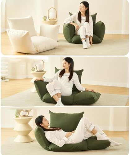 BTZHY Floor Chair Floor Chair Foldable Sleeper Chair Lazy Sofa Meditation Chair Window Chair with 5 Adjustable Positions Floor Chair Foldable with Adjustable Armrests Backrest (/Green)