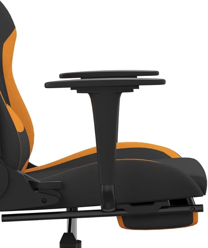 SKM Massage Gaming Chair with Footrest Black and Orange Fabric (Weight-16KG)
