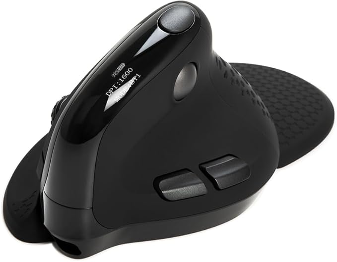 DELUX Seeker Ergonomic Mouse Wireless Vertical Mouse with OLED Screen 6 Buttons&ampThumb Wheel Function Silent Click Up to 7200DPI Programmable Rechargeable BT/2.4G/Wired RGB Light(M618XSD-Bl