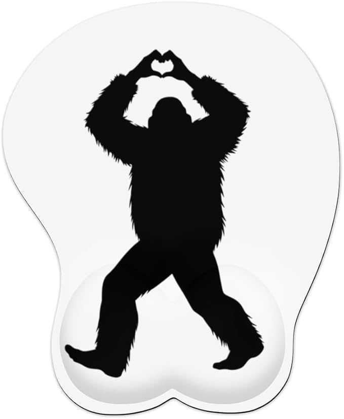 Mousepad Bigfoot Heart Hands Sasquatch Love Gesture Ergonomic Wrist Support Non-Slip Base Mouse Mat with Wrist Rest Computer Mousemat for Desk Work Accessories Pad