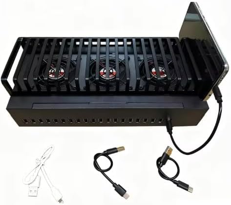 Industrial Grade 20-Port USB Hub Charging Station with 300W Power Supply Carbon Steel Fast Charging BC1.2 Protocol HUB2.0 High-Speed Transmission 3-Level Fan Control Acrylic Stand (1 Black)