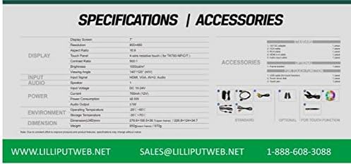 LILLIPUT 7 inch TK700-NP/C/T-B Rugged HDMI Touch Screen Monitor with High Brightness and Open Frame