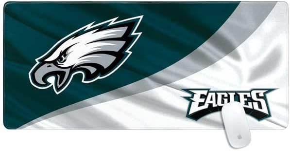 Skinit Extra Large Gaming Mouse Pad - Officially Licensed Philadelphia Eagles Design with Stitched Edges Waterproof Non-Slip Rubber Base Desk Mat for Keyboard &amp Mouse 35.75 x 15.4 inches