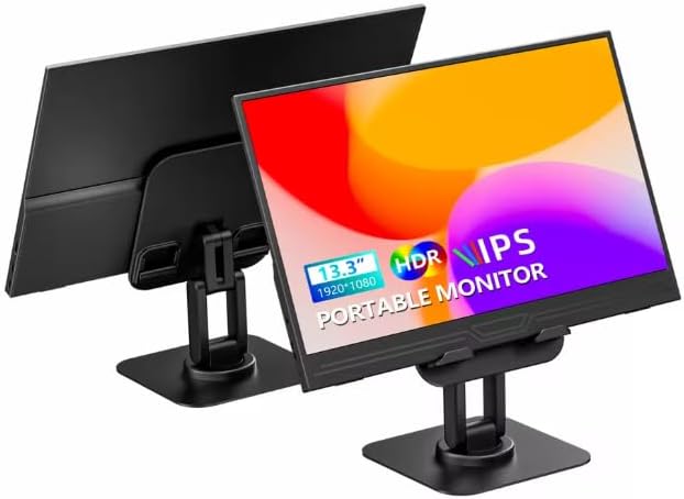 13.3 1080p Portable Monitor Slim Lightweight HDR Travel Small HDMI Display with Smart Cover for Laptop PC/Mac/Phone/Xbox Switch/PS4