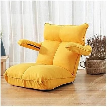 ELEFOCUS Floor Chairs Adjustable 5-Position Floor Lounger No Assembly Folding Lazy Sofa for Gaming Sleeping Living Room(Gelb)