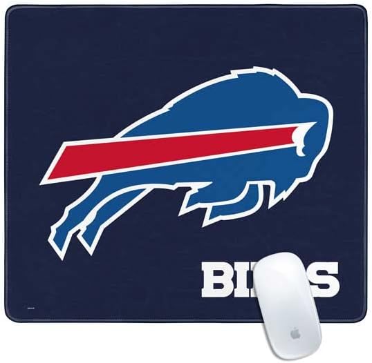 Skinit Medium Gaming Mouse Pad - Officially Licensed Buffalo Bills Distressed Design with Stitched Edges Waterproof Non-Slip Rubber Base Desk Mat for Keyboard &amp Mouse 17.7 x 15.75 inches