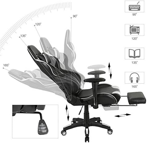 Office Chair Gaming Chair Computer Chair Gaming Chair Safe Durable Office Chair Ergonomic Leather Comfortable Chair for Game Computer Chairs (Color : White)