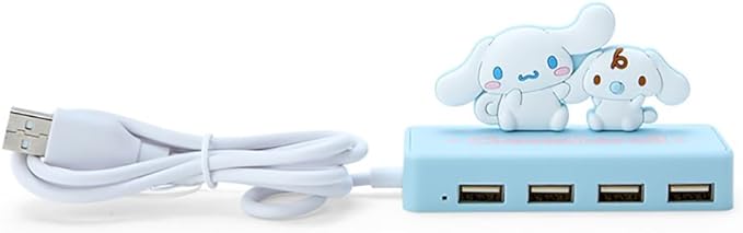 Sanrio Slim USB Hub - Cinnamoroll Character 2.4 x 3.7 inches (6 x 9.5 x 3 cm) 4 Ports 480 Mbps Data Transfer Rate