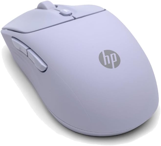 HP 400 Quiet Wireless Mouse Dual Bluetooth &amp 2.4GHz Soft Silicone Quiet Clicks Microsoft Wheel 24-Month Battery 6000 DPI Ambidextrous Eco-Friendly Design Multi-OS Purple