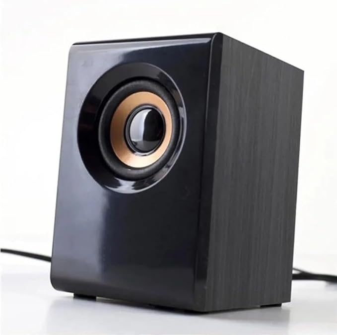 Wooden Desktop Computer Speakers USB Powered Small Notebook Speakers with 3.5mm Audio Jack and Volume Control