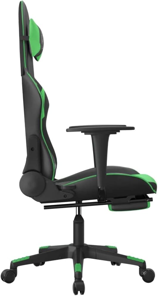 Gaming Chair Computer ChairErgonomic Gaming ChairSuitable for Work Rest Playing Computer Games Watching Performanceswith Footrest Black and Green Faux Leather