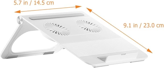 Veemoon Adjustable White Laptop Stand with Dual Cooling Fans Foldable Notebook Holder for Home and Office Use Ergonomic Computer Cooling Rack Compatible with Laptops