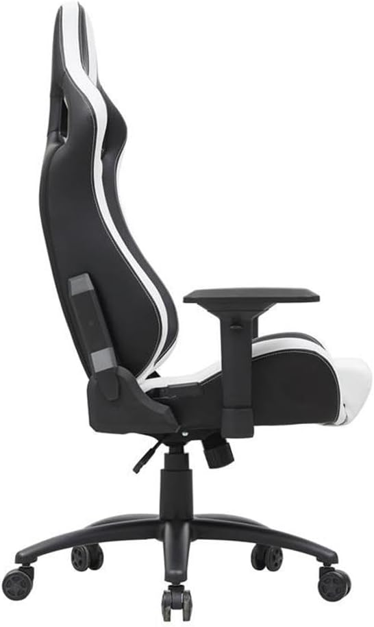Furniture of America Singe Faux Leather Adjustable Gaming Chair in White &amp Black