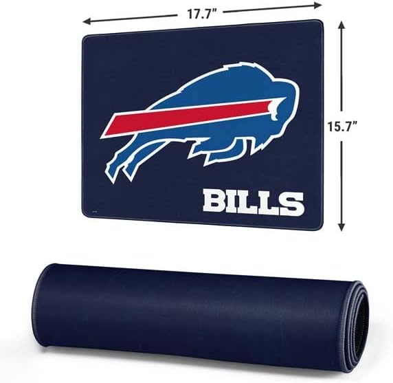Skinit Medium Gaming Mouse Pad - Officially Licensed Buffalo Bills Distressed Design with Stitched Edges Waterproof Non-Slip Rubber Base Desk Mat for Keyboard &amp Mouse 17.7 x 15.75 inches