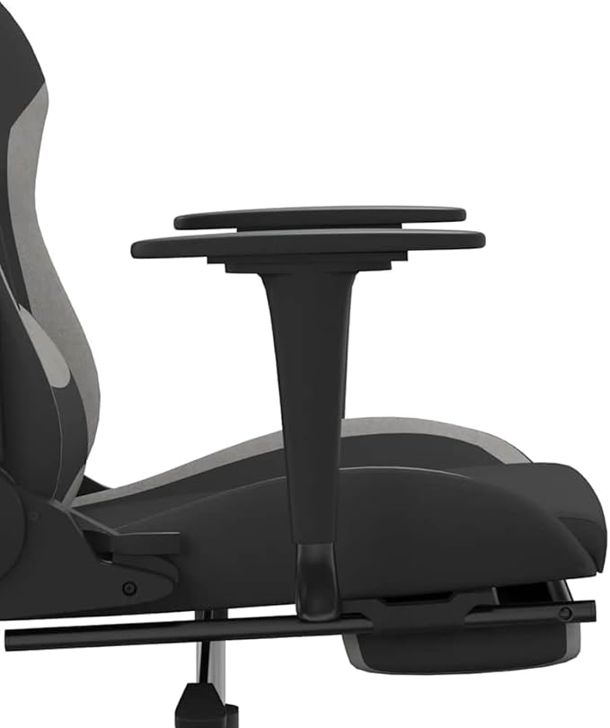 Gaming Chair with Lumbar Support Adjustable Armrests and Footrest - Ergonomic Computer Desk Chair for Gamer Home Office Black and Light Grey - Comfy Seating