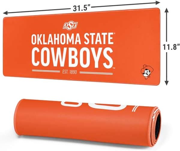 Skinit Large Gaming Mouse Pad - Officially Licensed OK State Cowboys Est 1890 Design with Stitched Edges Waterproof Non-Slip Rubber Base Desk Mat for Keyboard &amp Mouse 31.5 x 11.8 inches