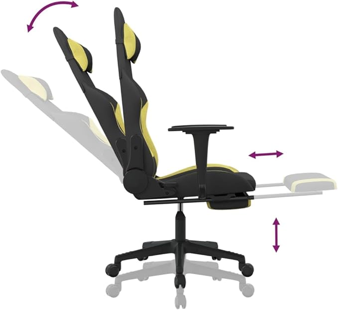 SKM Massage Gaming Chair with Footrest Black and Light Green Fabric (Weight-16KG)