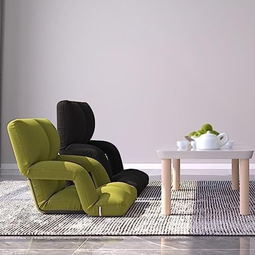 ELEFOCUS Floor Chair Individually Folding Meditation Chair 6 Gears Adjustable Backrest Padded Gaming Chair with Armrests(Grigio)