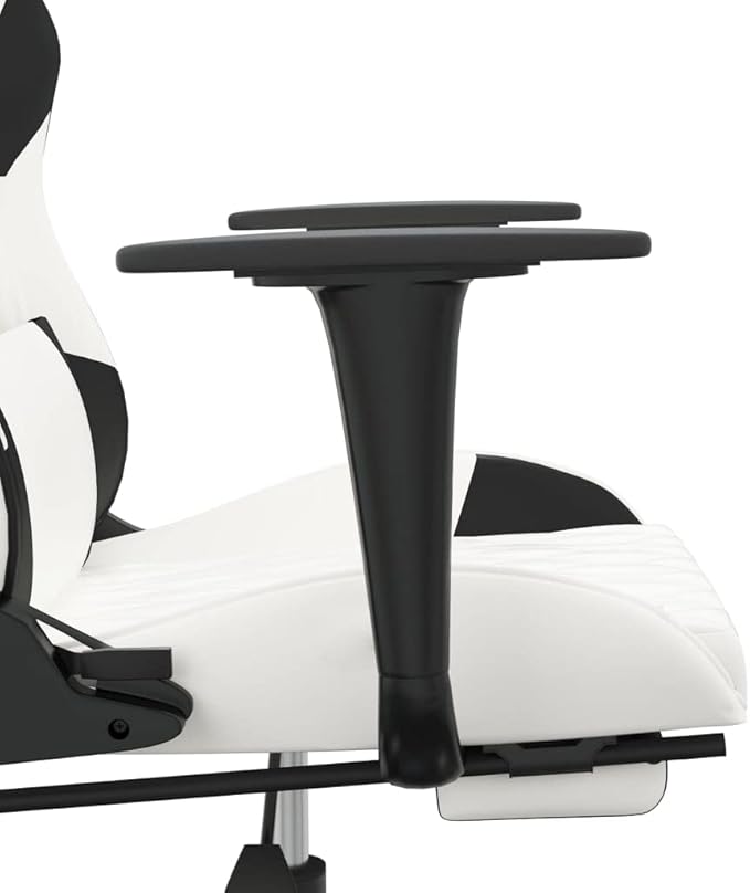 Massage Gaming ChairExecutive ChairSwivel Task Chair Suitable for Office Gaming Room Computer Room Bedroom Study Room with Footrest White&ampBlack Faux Leather