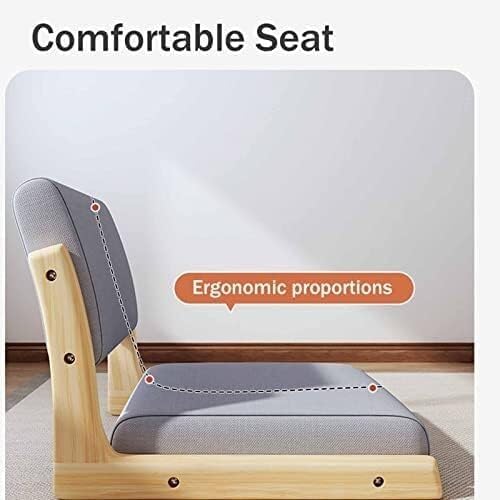 ELEFOCUS Portable Legless Chair with backrest Legless Stool Made of Solid Timber with Comfortable Cotton and Linen Upholstery(Green 2)