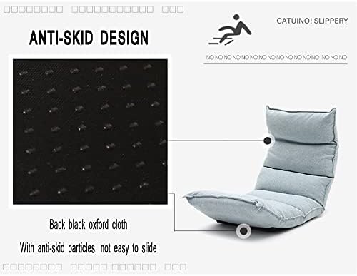 BTZHY Floor Chair Floor Chair Lazy Sofa Reading Chair with Back Support Adjustable 6-Angle Upholstered Single Sofa Bed Chair for Playing Relaxing for Small Rooms (Khaki)