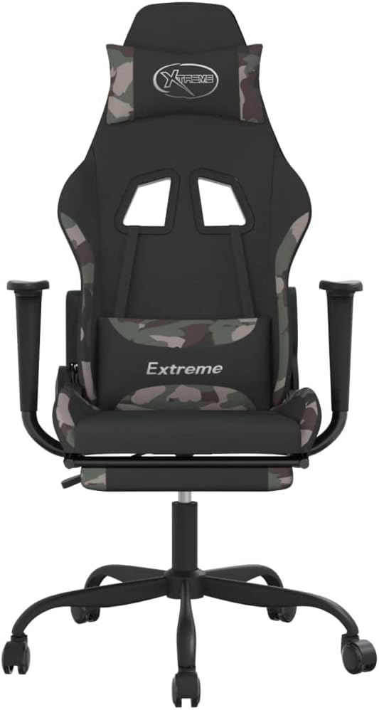 Gaming Chair with Footrest Black and Camouflage Fabric (Weight: 35.94 lbs)