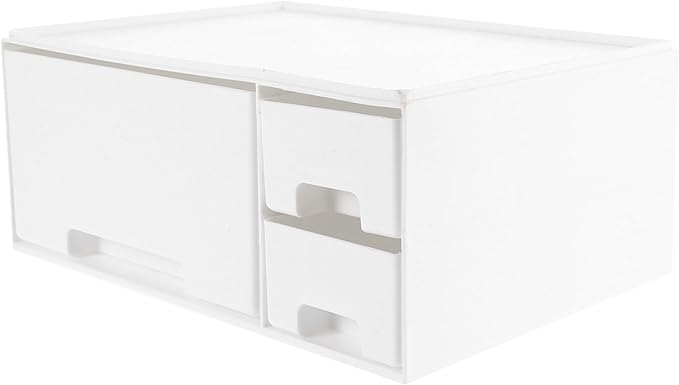 Multifunctional White Monitor Stand with Drawer Desk Riser for Office and Home Computer Screen Display Holder Space-Saving Organizer for Comfortable Viewing