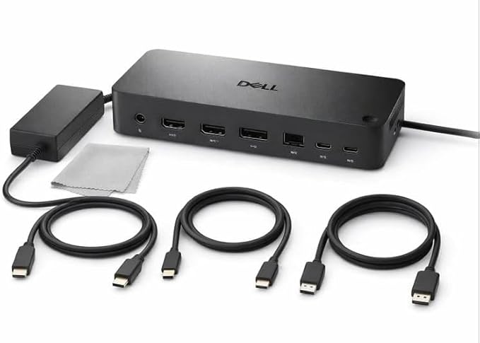 Dell Pro Smart Dock SD25 Bundle – USB C Docking Station with 130W Charging + HDMI Cable USB C Cable DisplayPort Cable + Cleaning Cloth Multi-Display Support 2.5GbE Ethernet Black