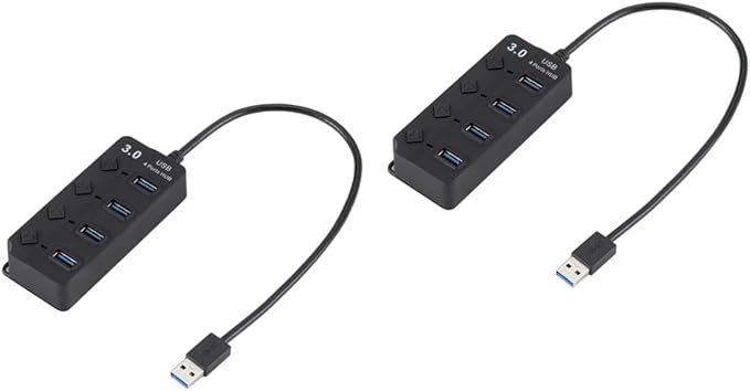 2pcs Ports USB Hub Compact USB Splitter for Laptop and Pc Fast Data Transfer and Charging for Tablets and Smartphones Black