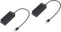2pcs Ports USB Hub Compact USB Splitter for Laptop and Pc Fast Data Transfer and Charging for Tablets and Smartphones Black