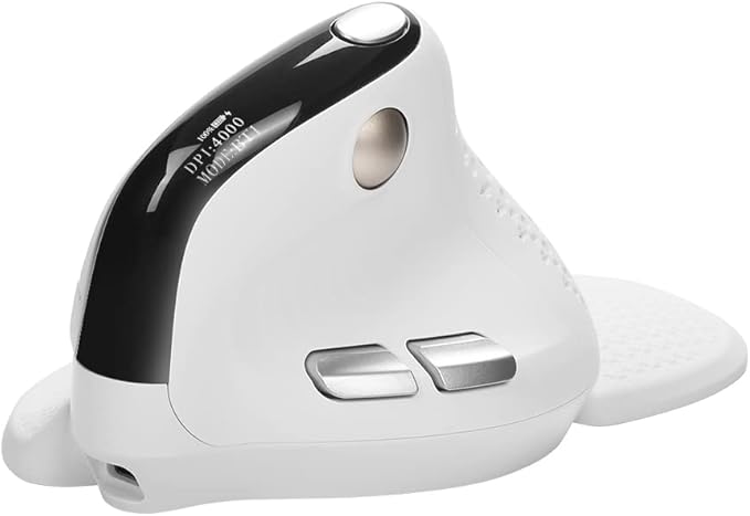 DELUX Seeker Ergonomic Mouse Wireless Vertical Mouse with OLED Screen 6 Buttons&ampThumb Wheel Function Silent Click Up to 7200DPI Programmable Rechargeable BT/2.4G/Wired RGB Light(M618XSD-Wh