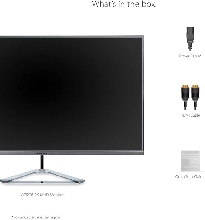 ViewSonic VX3276-2K-MHD 32 Inch Widescreen IPS 1440p Monitor with Ultra-Thin Bezels HDMI DisplayPort and Mini DisplayPort