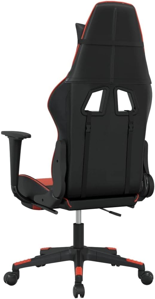 Massage Gaming Chair with Footrest Black&ampRed Faux Leather Gaming Chair with Ergonomic Design Adjustable Features - for Gamers and Office Use