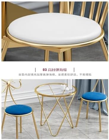 Round Stool Industrial Gaming Chair with Cushioned Seat for Office Bedroom and Vanity White Leather Home Furniture